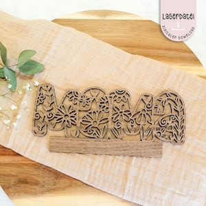 Laserdatei Mama Muttertag Klötzchen Blumen Stecker für 16 cm x 2.2 cm SVG  Laserdatei  Muttertag + Gewerbelizenz