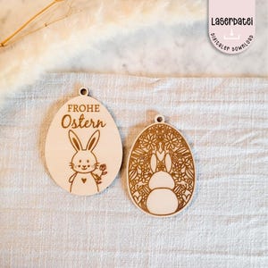 Laserdatei Ostern Anhänger Osterhasen Ei Frohe Ostern Deko Osteranhänger Plotterdatei SVG  Laserdatei + Gewerbelizenz