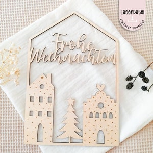 File laser Corona di decorazione d'amore della casa di Natale Stelle di Buon Natale Decorazione della porta dell'Avvento SVG + licenza commerciale