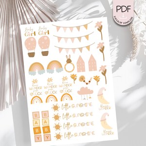 Plantilla de tatuaje de vela de nacimiento en PDF de niña milagrosa en colores pastel para imprimir ilustración + licencia comercial