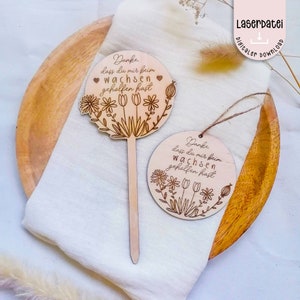 Fichier laser adieu prof de garderie Merci de m'avoir aidé à faire pousser des plantes plug pendentif décoration fleurs SVG + licence commerciale