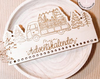 Laser file Advent calendar Christmas truck Scandinavian hygge Christmas Advent SVG + commercial license