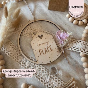Laserdatei Sonnenfänger Haus Kranz happy place Zuhause SVG Gravur Deko + Gewerbelizenz