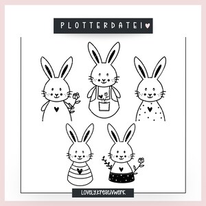 Plotterdatei Hasen Ostern SVG PNG DXF  Herz mit Blumen Frühlingsliebe Lovely Hasenbande liebe Ostern + Gewerbelizenz