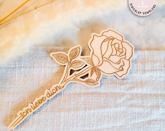 Laser file Valentine's Day Rose Love I love you Gift Decoration SVG laser file + commercial license