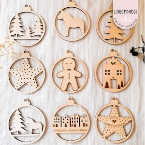 File laser Decorazione albero di Natale Casa di Natale Decorazione omino di pan di zenzero Ornamento albero di Natale dell'Avvento SVG + licenza commerciale