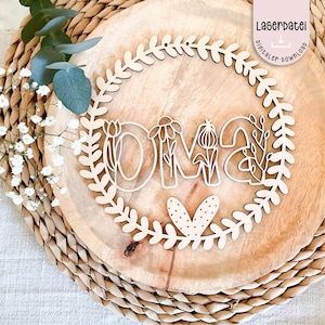 Laserdatei Oma Loop Muttertag Geschenk Oma Herz Blumen Wildblumen SVG  Laserdatei + Gewerbelizenz