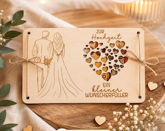 Laser file for small wish fulfillers, money gift for weddings, wooden card, bride and groom, SVG laser file + commercial license