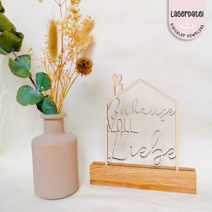 Laserdatei Zuhause voll Liebe Haus für Klötzchen   SVG  Lovely Klötzchenfieber  Deko Laserdatei Plotterdatei + Gewerbelizenz