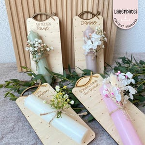 Fichier laser baptême communion bougeoir ravi que vous soyez là merci invité cadeau fichier laser SVG décoration lasering + licence commerciale