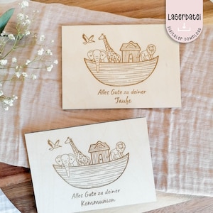 Laser file communion baptism postcard ark gift SVG laser file decoration lasering + commercial license