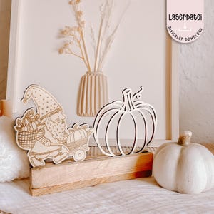 Laserfil Höstblockinsats Gnome Pumpa för 16 cm block SVG Plywood SVG + Kommersiell Licens
