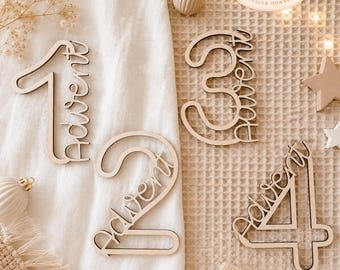 Laser file Advent wreath numbers fused decoration Advent Christmas 1 to 4 SVG, DXF + PDF + Commercial license