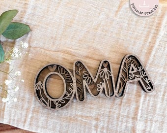 Laser file Grandma Mother's Day different layers SVG Laser file Mother's Day + commercial license