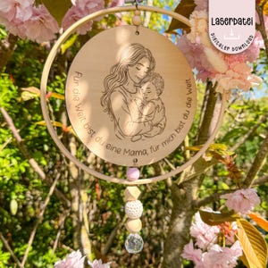 Laserdatei Sonnenfänger Mama Muttertag Mutter Kind Illustration Handgezeichnet Geschenk Muttertag SVG  Laserdatei + Gewerbelizenz