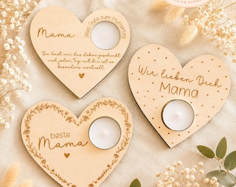 Laser file "Mom Mother's Day Tealight Holder Heart I Love You Wildflowers Gift Mother's Day" 3 SVG Laser File Mother's Day + Commercial License