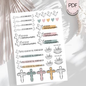 Kommunion Kerzentattoo PDF Kreuz heilige Erstkommunion Bunt Vorlage zum ausdrucken Illustration + Gewerbelizenz