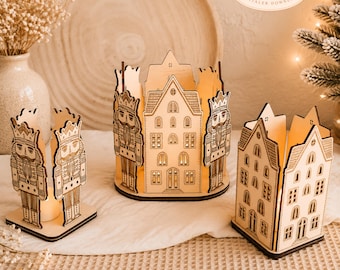 Laser file Christmas house nutcracker lantern house love tealight holder for 3 mm plywood 3 SVG decoration winter + commercial license
