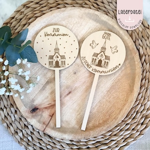 Laserdatei Kommunion Caketopper Stecker Geschenk zur Kommunion SVG  Laserdatei Deko Lasern inklusive 2 kleine gratis Dateien + Gewerbelizenz