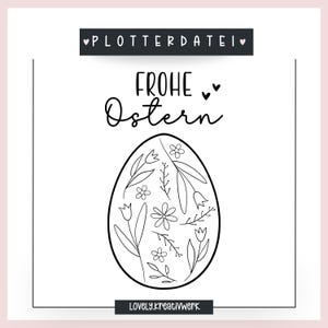 Plotterdatei Ostern Frohe Ostern Ei Frühling Blumen Schriftzug SVG PNG + Gewerbelizenz