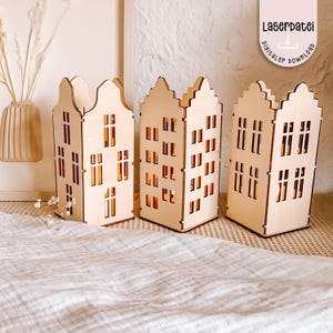 Laser file house lantern house love tealight holder lantern for 3 mm plywood 3 SVG, DXF decoration autumn winter + commercial license