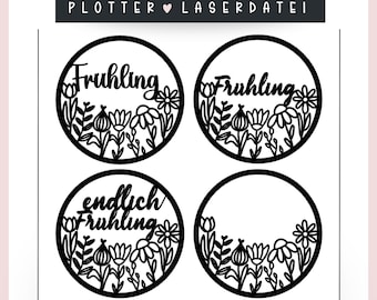File plotter ghirlanda primaverile fiori tulipano fiori primaverili illustrazione 4 file laser SVG + licenza commerciale
