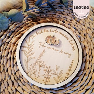 Archivo láser Placa de joyería de regalo del Día de San Valentín siempre y para siempre amor de mi vida esposa de flores silvestres regalo SVG archivo láser + licencia comercial