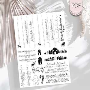 Adventskalender Kerzentattoo PDF Vorlage zum ausdrucken Illustration + Gewerbelizenz