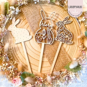 Arquivo a laser Plugue de Páscoa Decoração de coelho da Páscoa Filigrana de coelho da Páscoa Flores silvestres 3 Arquivo a laser SVG + licença comercial