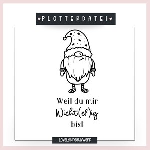 File plotter Gnome perché sei importante per me Inverno Natale SVG PNG Illustrazione natalizia + licenza commerciale