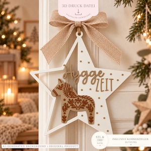 3D print file Christmas wreath loop | Hygge Time Dala Star | Christmas decoration STL 3MF | incl. commercial license