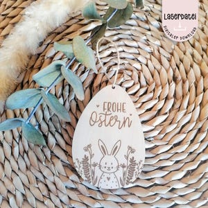 Laserdatei Ostern Anhänger Osterhasen Ei Deko Osteranhänger Herzen Frühling Wildblumen SVG Laserdatei + Gewerbelizenz
