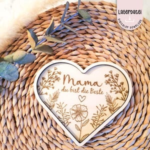 Laserdatei Mama Geschenk Muttertag Schmuckteller Mama du bist die beste Wildblumen Geschenk Muttertag SVG  Laserdatei + Gewerbelizenz