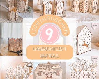 Laserbestand bundel huis lantaarn licht huis liefde theelichthouder lantaarn 3 mm multiplex 9 SVG herfst winter + commerciële licentie