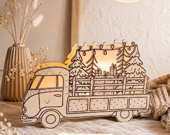 Laser file Christmas balloon light Christmas truck winter light SVG tea light holder (only artificial) plywood SVG + commercial license