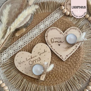Laserdatei Oma Muttertag Teelichthalter Herz hab dich lieb Wildblumen Geschenk Muttertag 2 SVG  Laserdatei  Muttertag + Gewerbelizenz