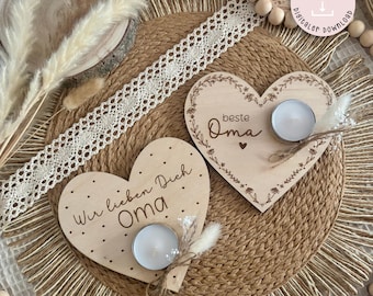 Laser file Grandma Mother's Day tealight holder heart love you wildflowers gift Mother's Day 2 SVG laser file Mother's Day + commercial license