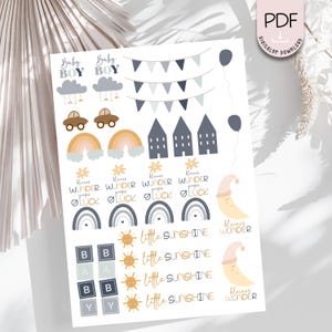Plantilla de tatuaje de vela de nacimiento en PDF para niño milagroso en colores pastel para imprimir ilustración + licencia comercial