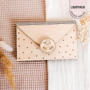 Lista de deseos de sobres de archivos láser Carta secreta de Papá Noel Polo Norte Papá Noel o como regalo para cerrar el embalaje SVG + licencia comercial