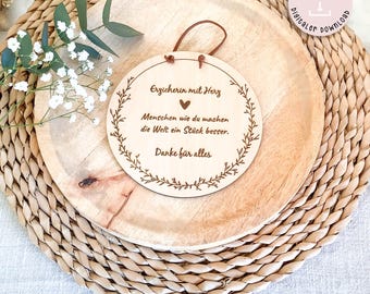 Archivo láser para maestra/educadora de jardín de infantes con corazón, despedida, agradecimiento, disco de madera, 2 archivos láser SVG, colgante de agradecimiento + licencia comercial