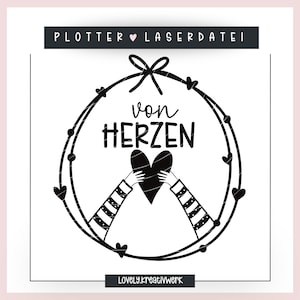 Plotter file of a wreath SVG PNG DXF illustration plotting laser file wreath love + commercial license