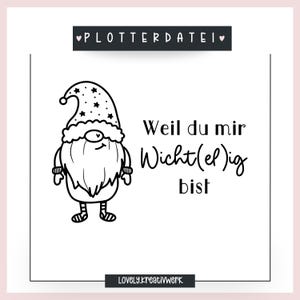 File plotter Gnome perché sei importante per me Inverno Natale SVG PNG Illustrazione natalizia + licenza commerciale