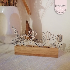 Flores de archivo láser para bloques flores silvestres SVG Precioso bloque fiebre decoración archivo láser archivo trazador + licencia comercial