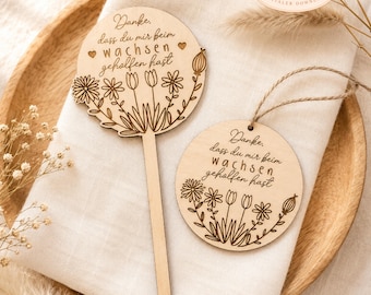Laser file Farewell Kindergarten Teacher Thank you for helping me grow Plant stake pendant Decoration Flowers SVG + Commercial license