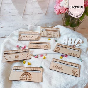 Ayuda para lectura de archivos láser con regla, cono escolar, matrícula escolar, finalmente, niño de la escuela SVG 1er grado, 8 archivos + licencia comercial