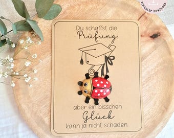 Print template exam school leaving certificate secondary school Abitur good luck you can do it card PDF in A4 template for printing + commercial license