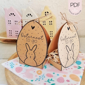 Druckvorlage Ostern Osternest to go Schachtel  Tischdeko Ei Geschenk Ostern Osterhasen PDF in A4 Vorlage zum ausdrucken + Gewerbelizenz