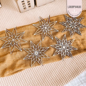 Archivo láser Adornos para árbol de Navidad Regalos Decoraciones para abeto Estrellas Adornos para árbol de Navidad Regalo Decoración Adviento SVG+ Licencia comercial