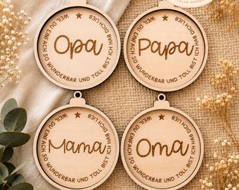 Laser file Christmas tree ornaments family grandpa grandma mom dad gift decoration Advent Christmas tree ornament SVG + commercial license