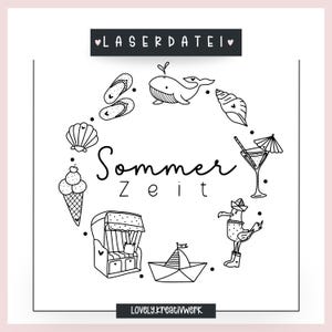 File laser estate mare illustrazioni marittime barca gabbiano sedia da spiaggia decorazione file SVG decorazione laser + licenza commerciale